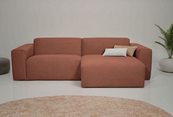 OTTO home Ecksofa Koa, 228 cm, L-Form, Modulsofa in Cord, Chenille, Struktur, Webstoff, Designsofa, weicher Lounge-Sitzkomfort, Welleunterfederung, bodentief