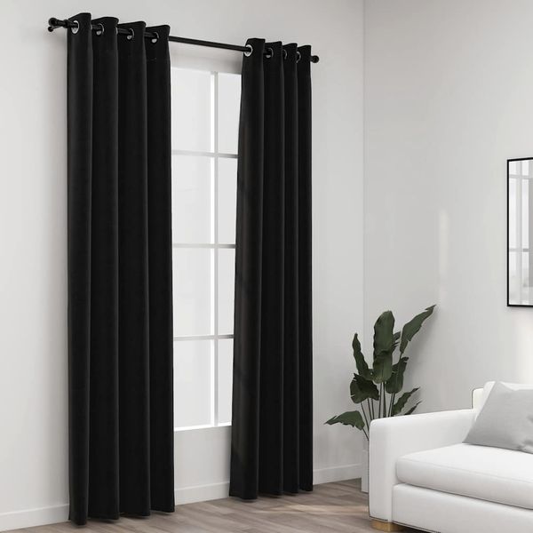 vidaXL Verdunkelungsvorhänge Leinenoptik 2 Stk. Anthrazit 140x245 cm 321162