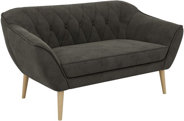 Polstersofa PIRS 2 Skandinavisches Sofa 2-Sitzer, Sofa mit Wellenfederung, Breite 140 cm, Buche Füße Hoher Sitzkomfort - Dunkelgrau Velvet Bild 8
