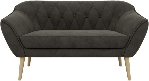 Polstersofa PIRS 2 Skandinavisches Sofa 2-Sitzer, Sofa mit Wellenfederung, Breite 140 cm, Buche Füße Hoher Sitzkomfort - Dunkelgrau Velvet Bild 7
