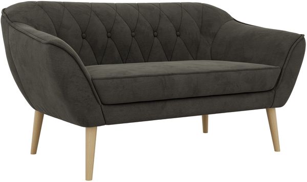 Polstersofa PIRS 2 Skandinavisches Sofa 2-Sitzer, Sofa mit Wellenfederung, Breite 140 cm, Buche Füße Hoher Sitzkomfort - Dunkelgrau Velvet Bild 6