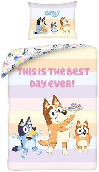 Bluey Bettwäsche Set aus Baumwolle Bettdeckenbezug 140 × 200 cm mit 70 × 90 cm Kissenbezug