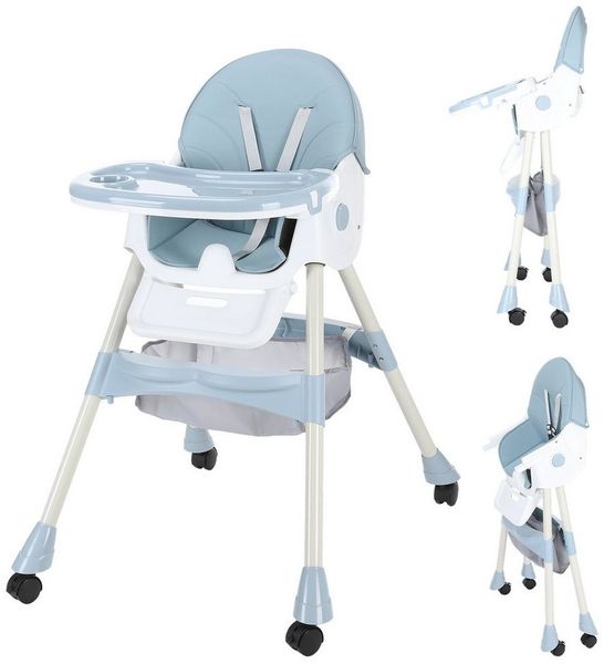 oyajia Kinderstuhl Kinderklappstuhl, Kinder-Esstuhl, 3 in 1 Babystuhl, Kombiessstuhl (Babystuhl mit Tablett und 5-Punkt-Gurt, Fußstütze, Einfach zu Reinigen), Baby Wippe, ab 6 Monaten bis 3 Jahren