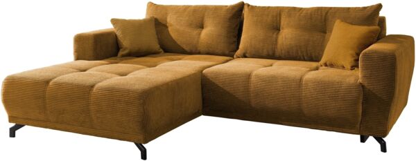 Polsterecke >Renard< elektrischer Sitzvorschub, Cord gold - 177x80x246cm (BxHxT)