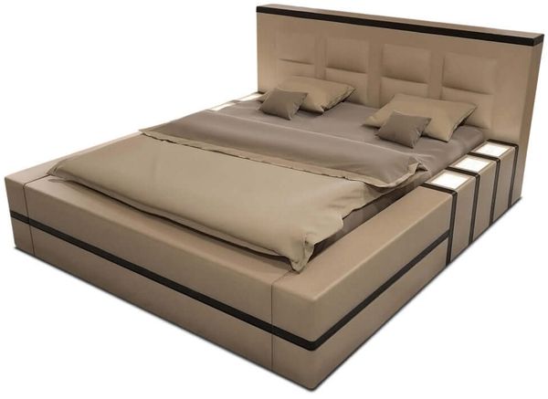 Bettgestell Asti - sandbeige-schwarz - 200x200 cm