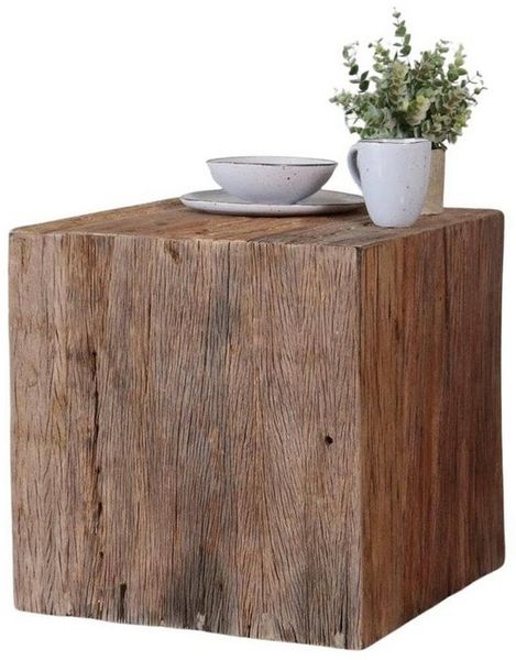 baario Couchtisch Altholz Couchtisch GASCOG, rustikal massiv recyceltes Treibholz 45x45cm