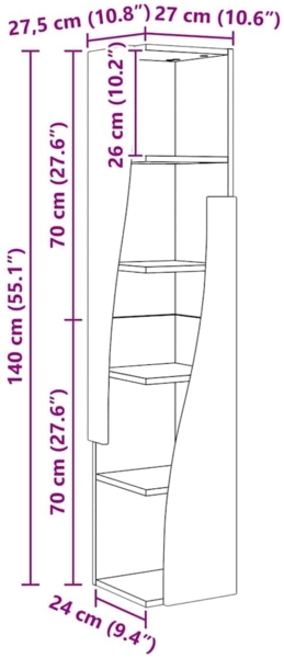 vidaXL Eckschrank Weiß 27,5 x 27 x 140 cm Holzwerkstoff 889869 Bild 9