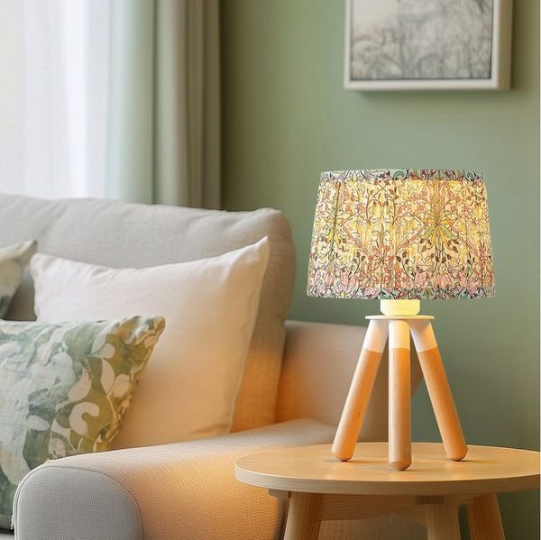 STANBOW Bettleuchte weiße Dreibein-Tischlampe aus Gummibaumholz, ohne Leuchtmittel, tischlampen wohnzimmer, tischlampen mit kabel, tischlampen landhaus