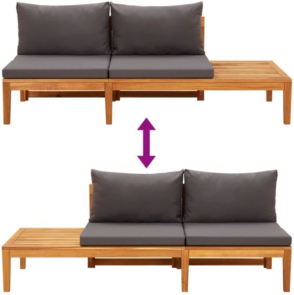 vidaXL 4-tlg. Garten-Lounge-Set mit Dunkelgrauen Kissen Akazienholz 3087277 Bild 6