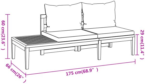 vidaXL 4-tlg. Garten-Lounge-Set mit Dunkelgrauen Kissen Akazienholz 3087277 Bild 11