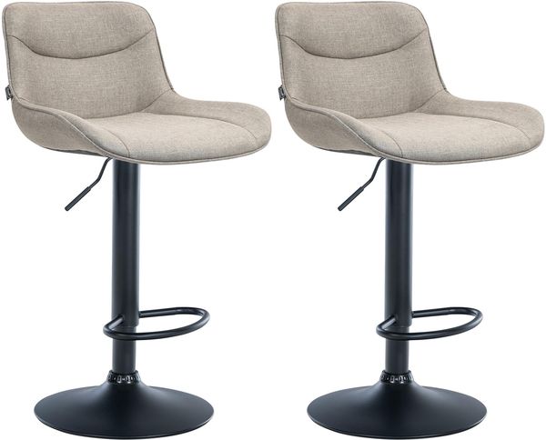 CLP 2er Set Barhocker Vonore Stoff höhenverstellbar und 360 Grad drehbar,taupe schwarz