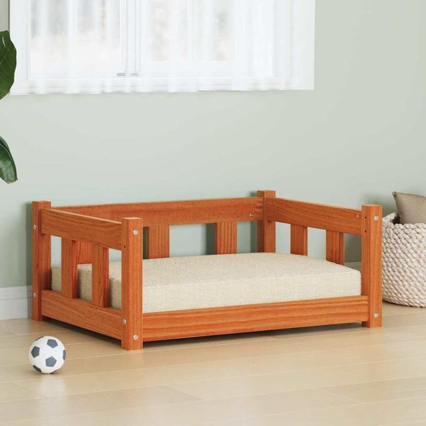 vidaXL Hundebett Wachsbraun 65,5 x 50 x 28 cm Massives Kiefernholz 869883