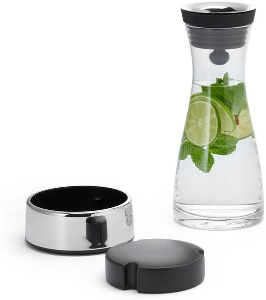 PHILIPPI Wasserkaraffe, Glas, Silicon, Edelstahl hochglanzpoliert, 1l. 24 cm (h)