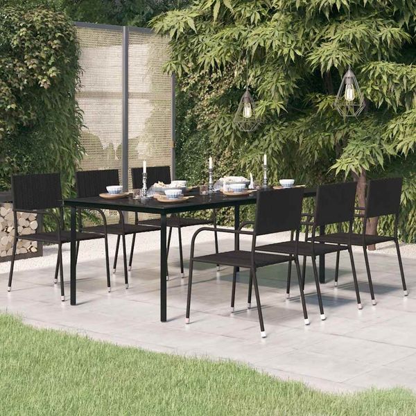 vidaXL Garten-Esstisch Schwarz 200x100x74 cm Stahl und Glas 3100107