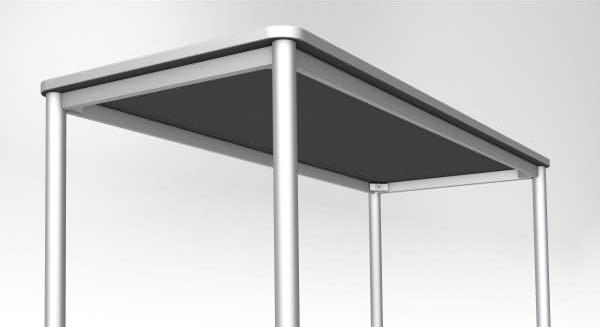 Kerkmann Schreibtisch Prime 160x80x75 cm m. Anbautisch 100x60 cm 4 Bein-Gestell alusilber Weiß Bild 3