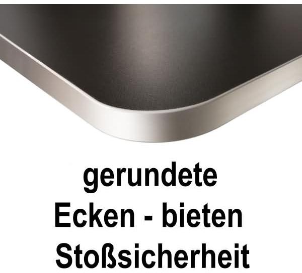 Kerkmann Schreibtisch Prime 160x80x75 cm m. Anbautisch 100x60 cm 4 Bein-Gestell alusilber Weiß Bild 2