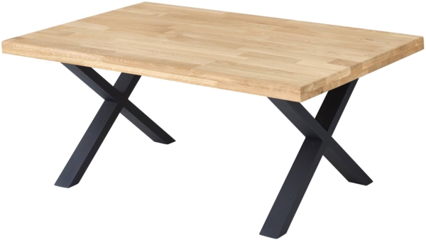 Couchtisch CHRIS X 110 x 70 Eiche massiv geölt Tischbeine X-Form