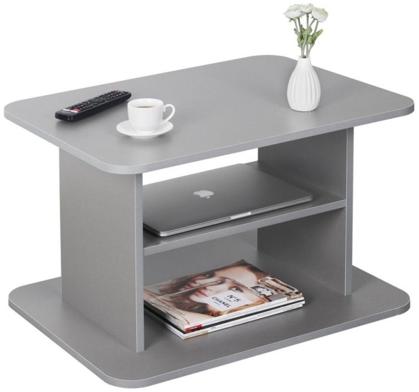 RICOO Couchtisch mit Stauraum 69 x 50 x 45 cm, Couchtisch Holz, Wohnzimmertisch für Couch Grau – WM094-PL, Tisch Wohnzimmer Tisch, Sofatisch, Coffee Table, Couchtisch klein, Couch Tisch