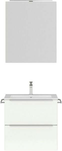 nobilia® Badmöbel-Set Levere, (2-St, vormontiert, mit Soft-Close), inkl. Spiegelschrank mit Beleuchtung und Dimmerfunktion, in 4 Breiten