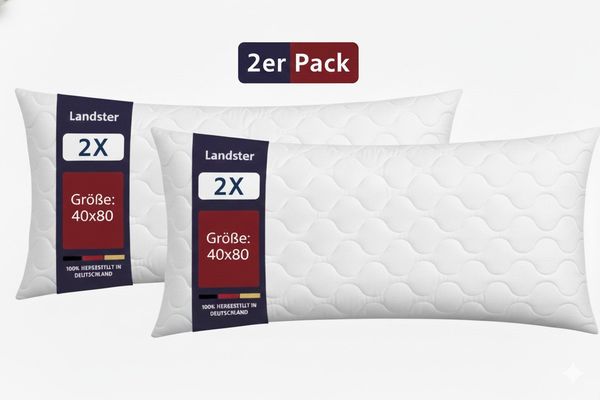 Landster Microfaserkissen Gestepptes kopfkissen 80x80, Bettkissen, Zierkissen, Seitenschläfer, Füllung: 100% Polyester, Rückenschläfer, Seitenschläfer, Bauchschläfer, Seitenschläfer,allergikerfreundlich,Atmungsaktiv, Made in Deutschland