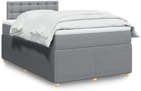 vidaXL Boxspringbett mit Matratze Hellgrau 120x190 cm Stoff 3287409