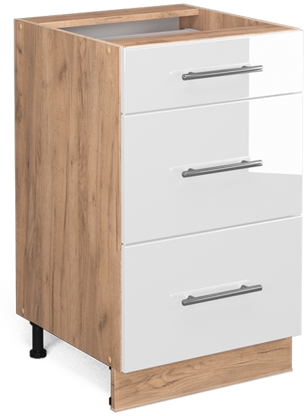 Küchenunterschrank Fame-Line Weiß Hochglanz 50 cm , AP Marmor Vicco