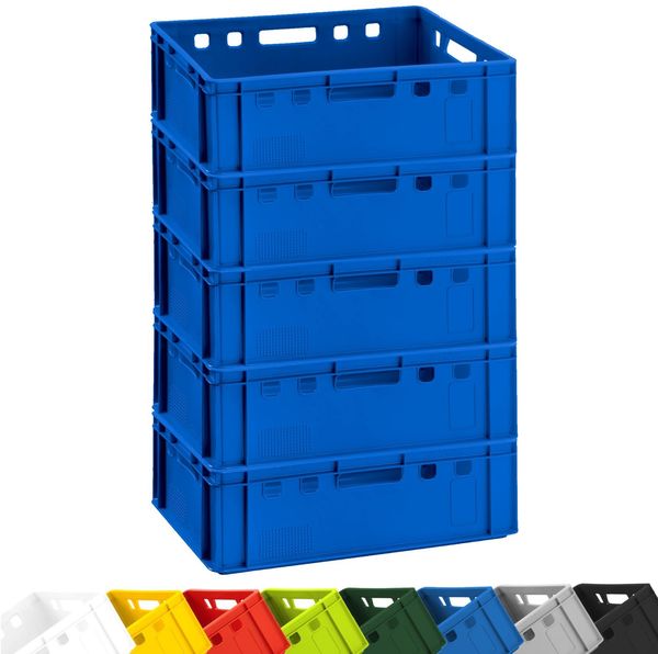 5x Fleischkiste E2 Fleischerkiste Eurobox 60x40x20cm lebensmittelecht, robust, stapelbar | Lagerkisten, Stapelkisten, Metzgerkiste Made in Germany