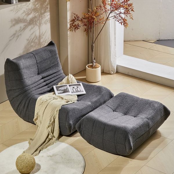 REDOM Sofa Sitzsack, Einzelsofa, Wohnzimmer Sofa, Interne rahmenlose Struktur, Teddyfleece+Schaumstoff mit hoher Dichte 2 Teile