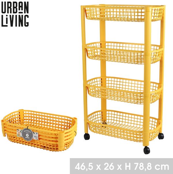Urban Living 4-Etagen Transportwagen Allzweckwagen 51068 Senfgelb