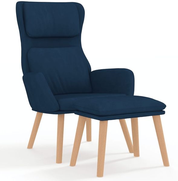 Relaxsessel mit Hocker Blau Samt, Drehbar [3097830] Bild 2