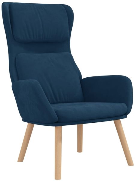 Relaxsessel mit Hocker Blau Samt, Drehbar [3097830] Bild 4