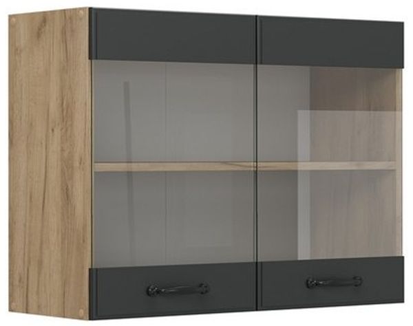 Küchenglasschrank R-Line Anthrazit Landhaus 80 cm Vicco Bild 4