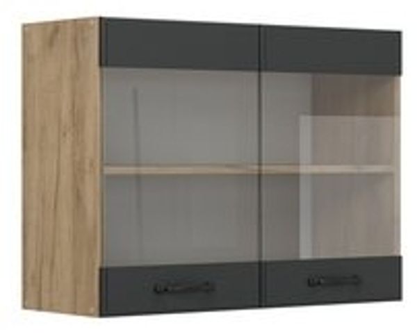 Küchenglasschrank R-Line Anthrazit Landhaus 80 cm Vicco Bild 6