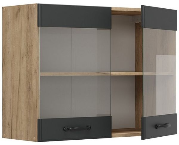 Küchenglasschrank R-Line Anthrazit Landhaus 80 cm Vicco Bild 3