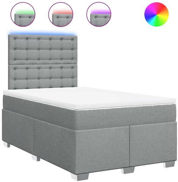 vidaXL Boxspringbett mit Matratze Hellgrau 120x200 cm Stoff 3292769 Bild 2