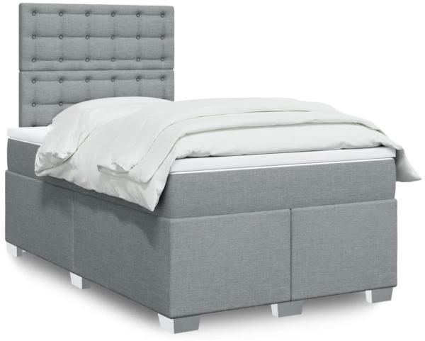 vidaXL Boxspringbett mit Matratze Hellgrau 120x200 cm Stoff 3292769