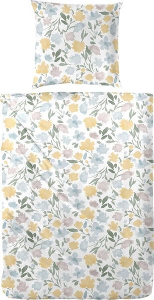 Primera Perkal Bettwäsche 135x200 Blüten flieder blau ocker 133043-13