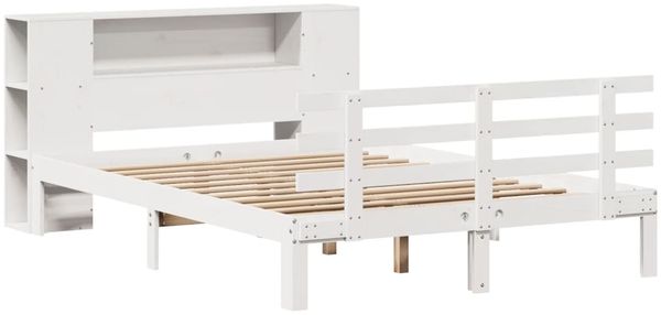 vidaXL Massivholzbett mit Regal ohne Matratze Weiß 140x200 cm Kiefer 3322711 Bild 3