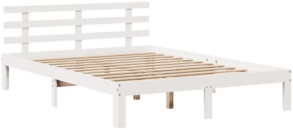 vidaXL Massivholzbett mit Regal ohne Matratze Weiß 140x200 cm Kiefer 3322711 Bild 8