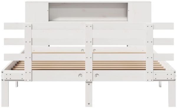 vidaXL Massivholzbett mit Regal ohne Matratze Weiß 140x200 cm Kiefer 3322711 Bild 4
