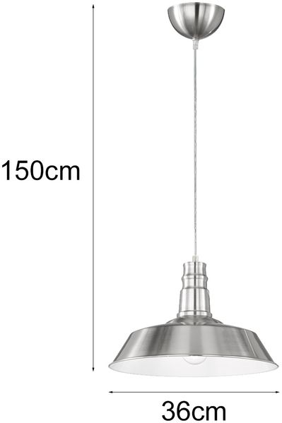 Retro LED Pendelleuchte Lampenschirm Metall Silber, Ø 36cm Bild 3