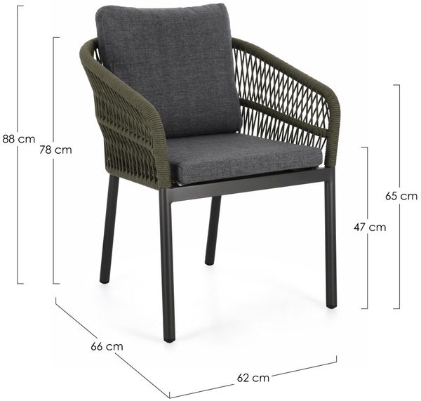 Gartenstuhl Anagal aus Aluminium, modern stapelbar, grün anthrazit, inkl. Kissen und wasserabweisend Bild 2