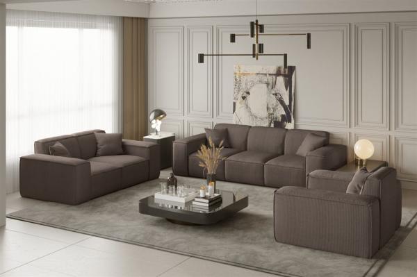 Sofaset Designersofa CELES 3-2-1 in Stoff Scala Taupe