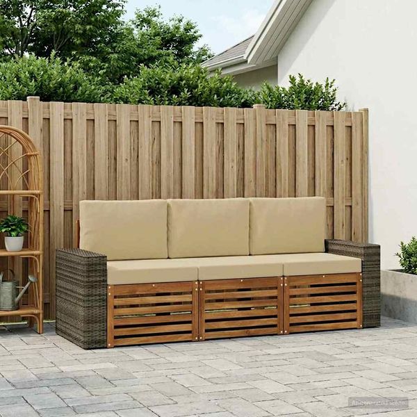 vidaXL Sofagarnituren mit Kissen 3 pcs Massivholz Akazie 3383979