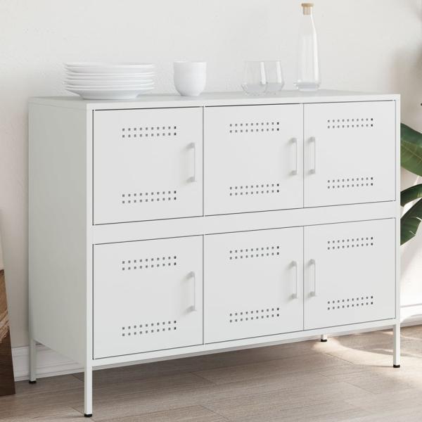 vidaXL Sideboard Weiß 100,5x39x79 cm Stahl 843101