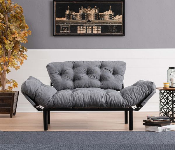 2-Sitzer-Schlafsofa, 'Nitta ', 85 x 70 x 155, Grau