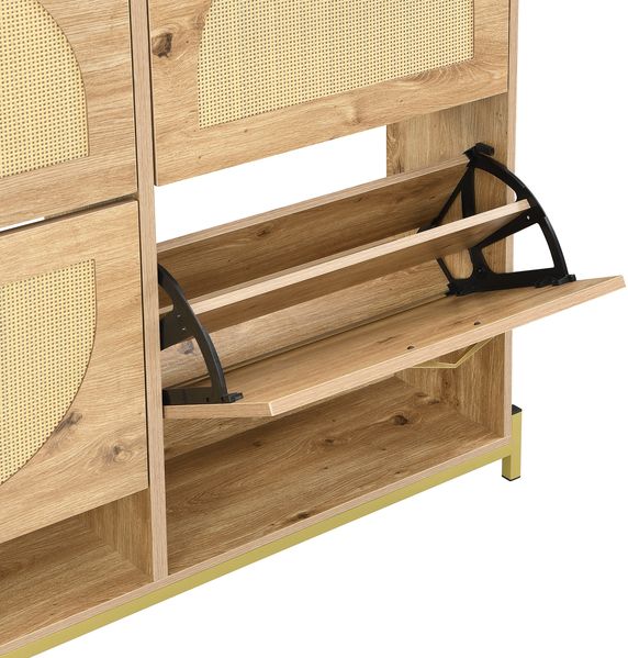 Schuhschrank 108,5 x 24 x 100 cm aus MDF in Holzoptik mit Metallgestell & Ablage Bild 10