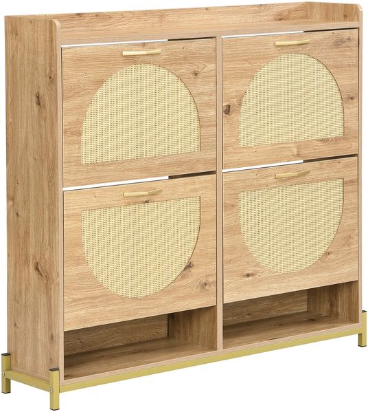Schuhschrank 108,5 x 24 x 100 cm aus MDF in Holzoptik mit Metallgestell & Ablage Bild 9