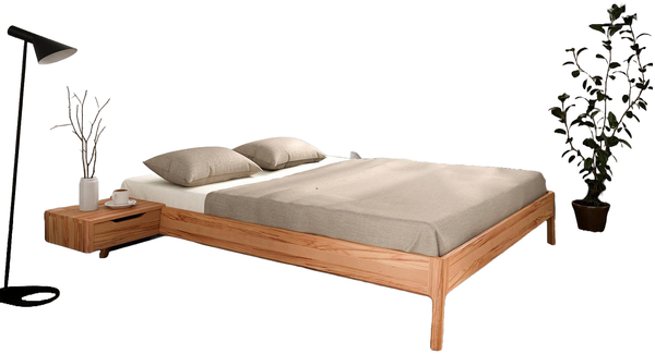 Bett Swig 3 Sonderlänge 120x190 cm Kernbuche massiv ohne Kopfteil mit Holzbeinen