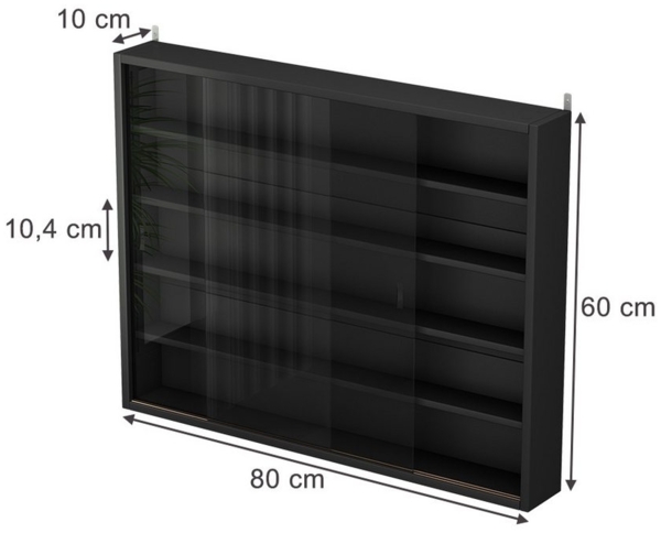 Vicco Hängevitrine Clario, Schwarz, mit 4 Einlegeböden